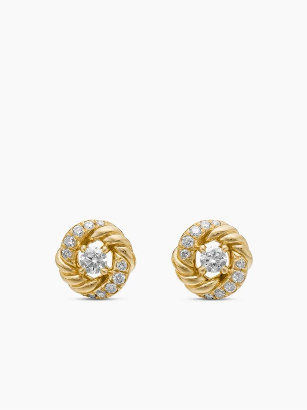 David Yurman 18K Yellow Gold Diamond Infinity Petite Stud Earrings - Picture 4 of 11